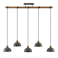 Hanglamp Lindby Durbis, 149 cm, zwart, 5-lamps, hout