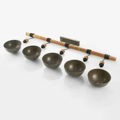 Hanglamp Lindby Durbis, 149 cm, zwart, 5-lamps, hout