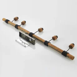 Hanglamp Lindby Durbis, 149 cm, zwart, 5-lamps, hout