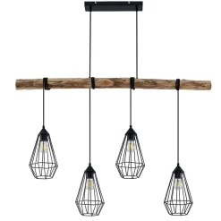 Hanglamp Lindby Eldarion, 116 cm, 4-lamps, hout, E27