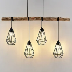 Hanglamp Lindby Eldarion, 116 cm, 4-lamps, hout, E27