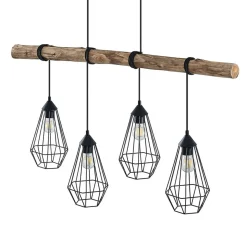 Hanglamp Lindby Eldarion, 116 cm, 4-lamps, hout, E27