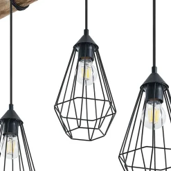 Hanglamp Lindby Eldarion, 116 cm, 4-lamps, hout, E27