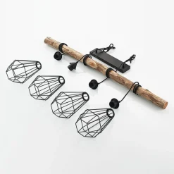 Hanglamp Lindby Eldarion, 116 cm, 4-lamps, hout, E27