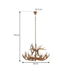 Hanglamp Lindby Fibi, bruin, gewei, 6-lamps E14