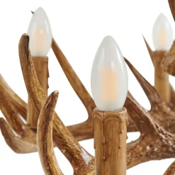 Hanglamp Lindby Fibi, bruin, gewei, 6-lamps E14