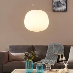 Hanglamp Lindby Ginevra, Ø 38 cm, wit, glas, E27