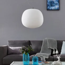 Hanglamp Lindby Ginevra, Ø 38 cm, wit, glas, E27