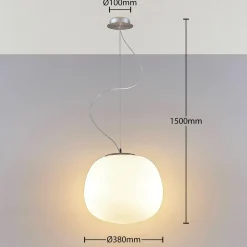 Hanglamp Lindby Ginevra, Ø 38 cm, wit, glas, E27