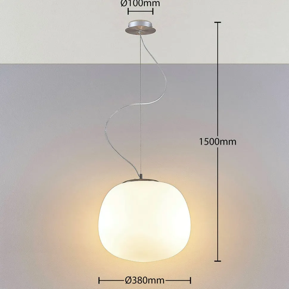 Hanglamp Lindby Ginevra, Ø 38 cm, wit, glas, E27