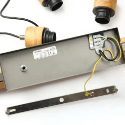 Hanglamp Lindby Holgar, grijs, 3-lamps, hout, metaal, E27