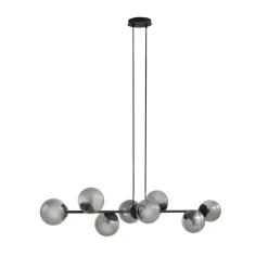 Hanglamp Lindby Isamer, rookgrijs, 130 cm, bol