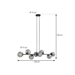 Hanglamp Lindby Isamer, rookgrijs, 130 cm, bol