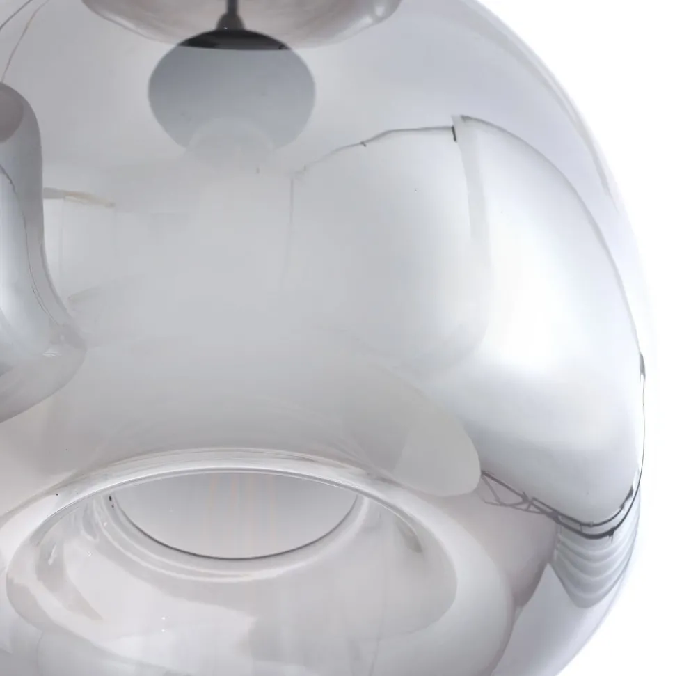 Hanglamp Lindby Marla, rond, glas, rookgrijs, 50 cm