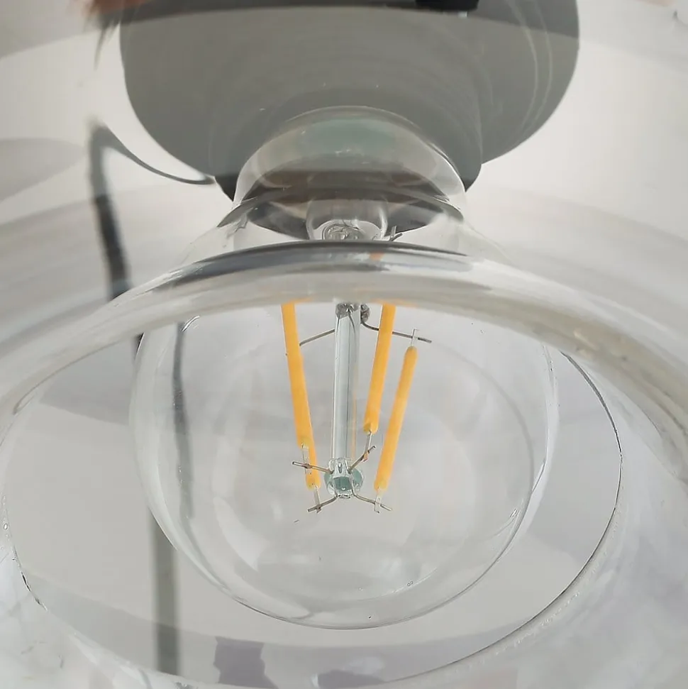 Hanglamp Lindby Marla, rond, glas, rookgrijs, 50 cm