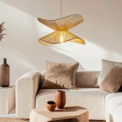 Hanglamp Lindby Valdorin, beige, papier, Ø 40 cm, E27