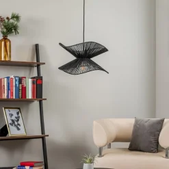 Hanglamp Lindby Valdorin, zwart, papier, Ø 40 cm, E27