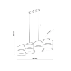 Hanglamp Linobianco, lineair, 4-lamps