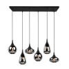 Hanglamp LUMINA, 6-lamps, zwart/chroom, glas