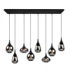 Hanglamp LUMINA, 8-lamps, zwart/chroom, glas