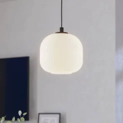 Hanglamp Mantunalle, Ø 20 cm, zwart/wit, glas