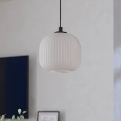 Hanglamp Mantunalle, Ø 20 cm, zwart/wit, glas