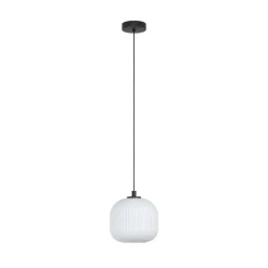 Hanglamp Mantunalle, Ø 20 cm, zwart/wit, glas
