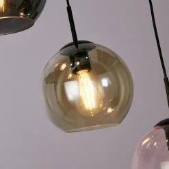 Hanglamp Mardi Gras II, 5-lamps, rond, zwart