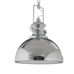 Hanglamp metaal, industrieel ontwerp, chroomkleurig