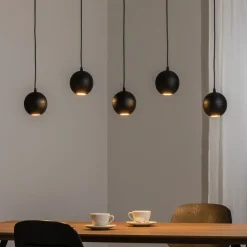 Hanglamp Midnight geheel in zwart 5-lamps