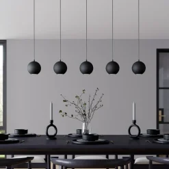 Hanglamp Midnight geheel in zwart 5-lamps