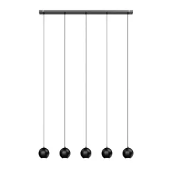 Hanglamp Midnight geheel in zwart 5-lamps