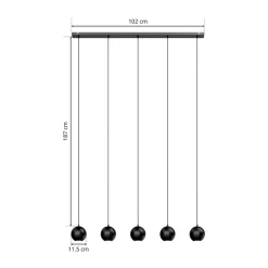 Hanglamp Midnight geheel in zwart 5-lamps