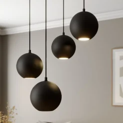 Hanglamp Midnight zwart 4-lamps rond