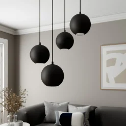 Hanglamp Midnight zwart 4-lamps rond