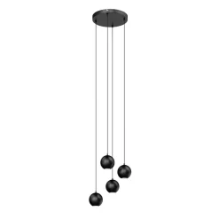Hanglamp Midnight zwart 4-lamps rond