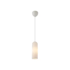 Hanglamp Miella, geribbeld glas, gesatineerd/wit