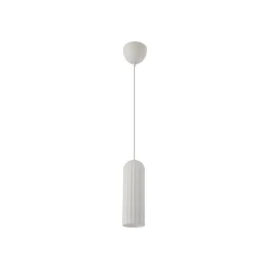 Hanglamp Miella, geribbeld glas, gesatineerd/wit