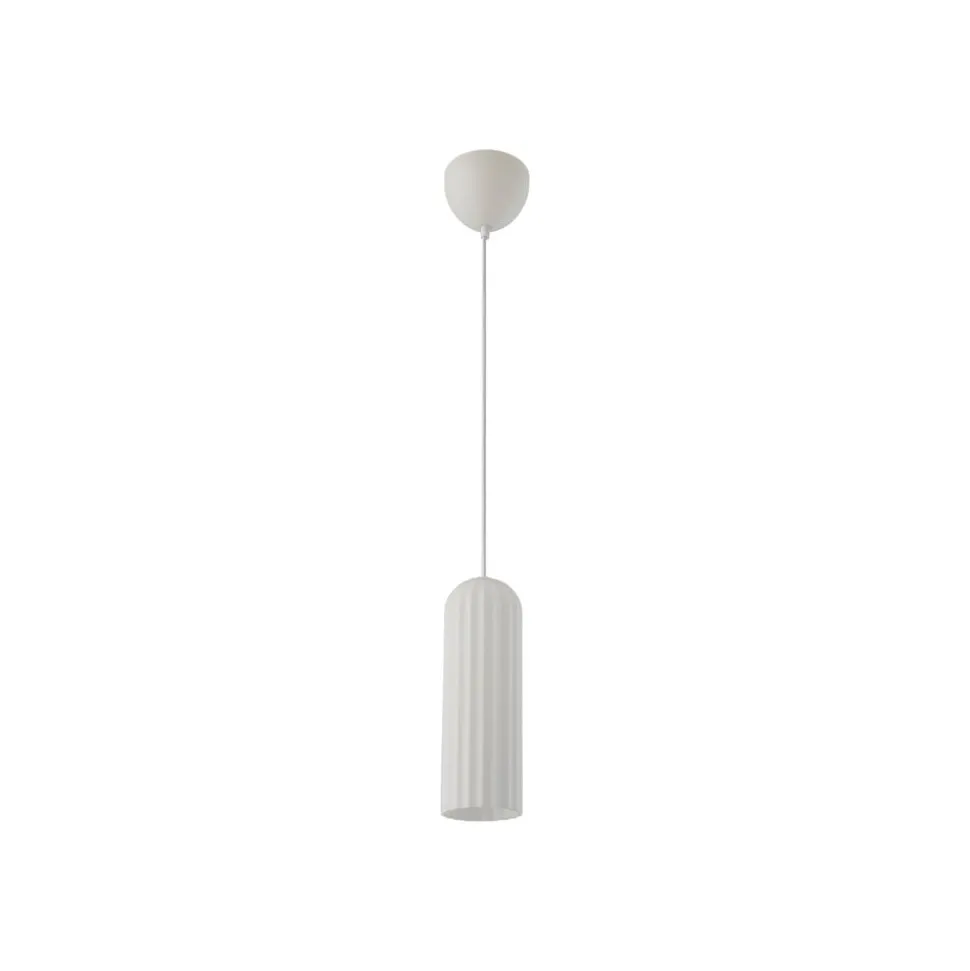 Hanglamp Miella, geribbeld glas, gesatineerd/wit