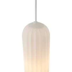 Hanglamp Miella, geribbeld glas, gesatineerd/wit