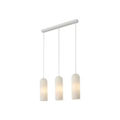 Hanglamp Miella, 3-lamps, geribbeld glas, gesatineerd/wit