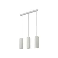 Hanglamp Miella, 3-lamps, geribbeld glas, gesatineerd/wit