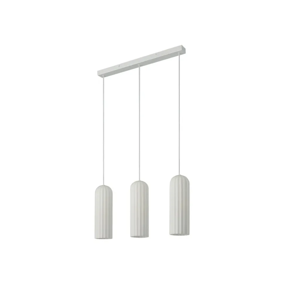 Hanglamp Miella, 3-lamps, geribbeld glas, gesatineerd/wit