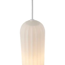 Hanglamp Miella, 3-lamps, geribbeld glas, gesatineerd/wit