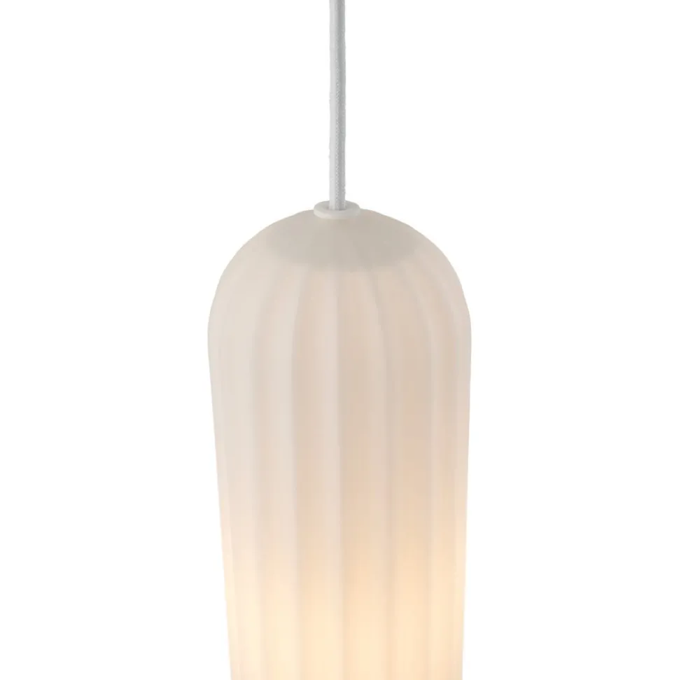 Hanglamp Miella, 3-lamps, geribbeld glas, gesatineerd/wit