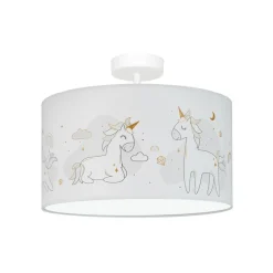 Hanglamp Mila, Ø 35 cm, stof, eenhoorns, E27