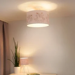 Hanglamp Mila, Ø 35 cm, stof, eenhoorns, E27