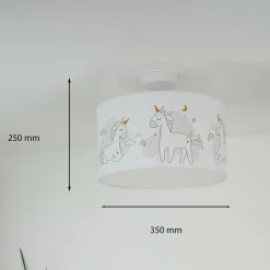 Hanglamp Mila, Ø 35 cm, stof, eenhoorns, E27