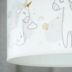 Hanglamp Mila, Ø 35 cm, stof, eenhoorns, E27