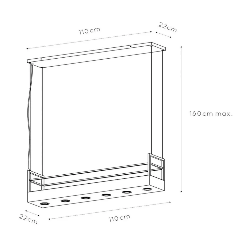 Hanglamp Miravelle met opbergruimte 6-lamps zwart
